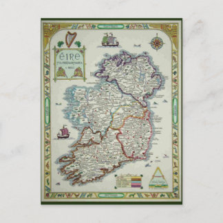 Postal Mapa de Irlanda - Mapa Histórico Irlandés Eire Eri