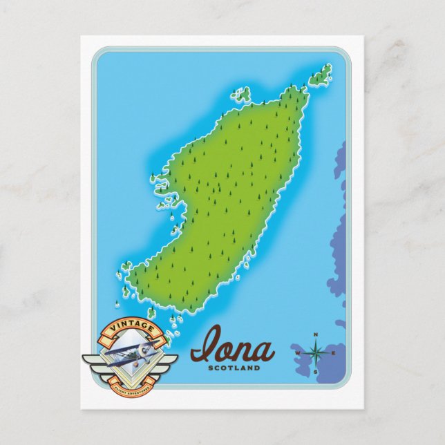 Postal Mapa de iscotland de Iona (Anverso)