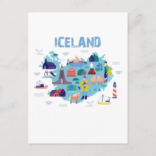 Postal Mapa de Islandia (Anverso)
