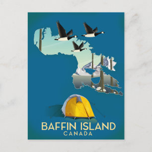 Postal Mapa de islas Baffin Afiche de viajes de Canadá