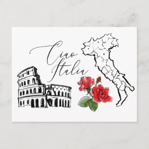 Postal *~* Mapa de Italia de la lengua italiana de Ciao I