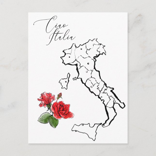 Postal *~* Mapa de Italia de la lengua italiana de Ciao I (Anverso)