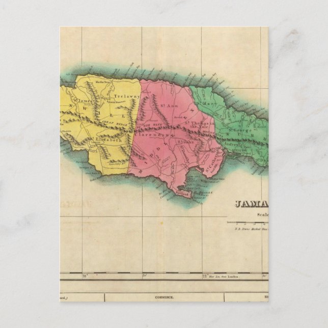 Postal Mapa De Jamaica (Anverso)