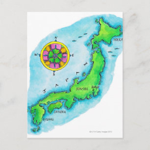 Postal Mapa de Japón