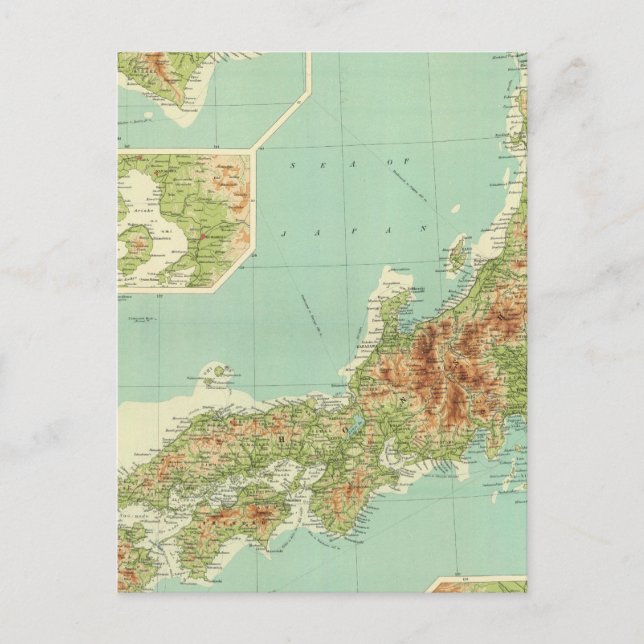 Postal Mapa de Japón con rutas marítimas (Anverso)