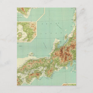 Postal Mapa de Japón con rutas marítimas