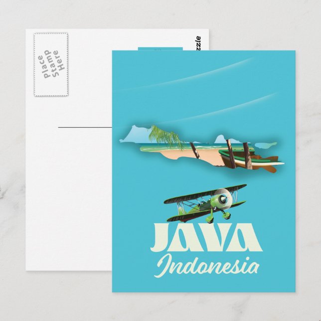 Postal Mapa de Java Indonesia (Anverso / Reverso)