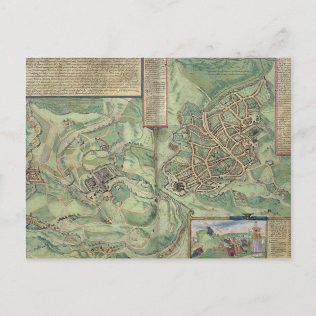 Postal Mapa de Jerusalén, de 'Civitates Orbis Terrarum' (Anverso)
