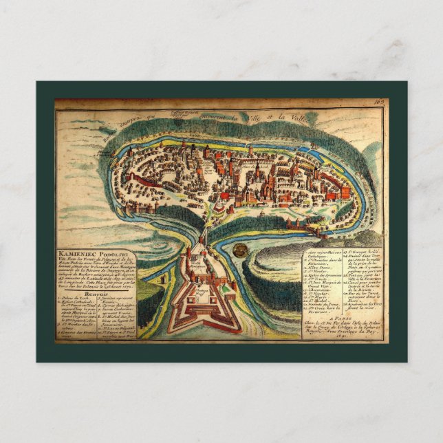 Postal Mapa de Kamianets Podilskyi 1691 (Anverso)