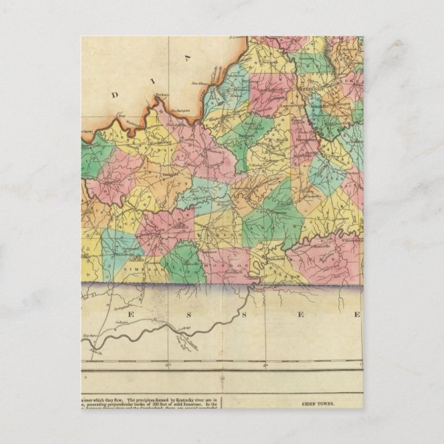 Postal Mapa De Kentucky (Anverso)