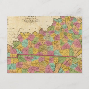 Postal Mapa de Kentucky y Tennessee