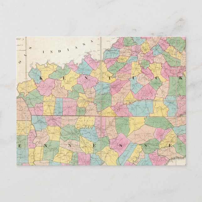 Postal Mapa de Kentucky y Tennessee (Anverso)