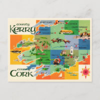 Mapa de Kerry y Cork de Irlanda
