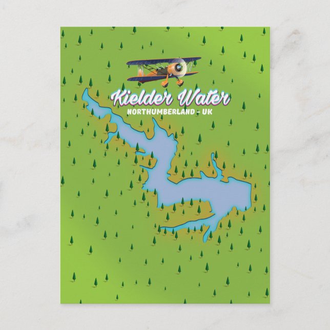 Postal Mapa de Kielder Water Northumberland Reino Unido (Anverso)