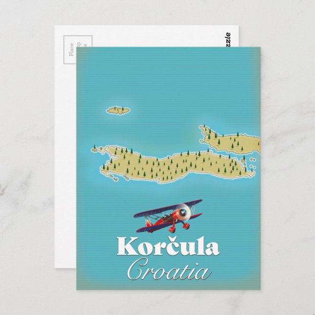 Postal Mapa de Korčula Croacia (Anverso / Reverso)