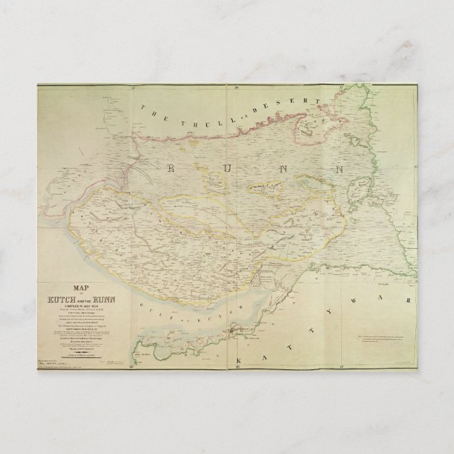 Postal Mapa de Kutch y Runn, India, 1854 (Anverso)