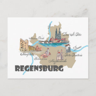 Postal Mapa de la Alemania de Regensburg