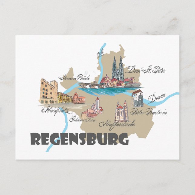 Postal Mapa de la Alemania de Regensburg (Anverso)