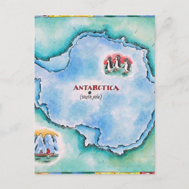 Postal Mapa de la Antártida (Anverso)