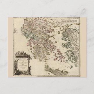 Postal Mapa de la Antigua Grecia de 1752