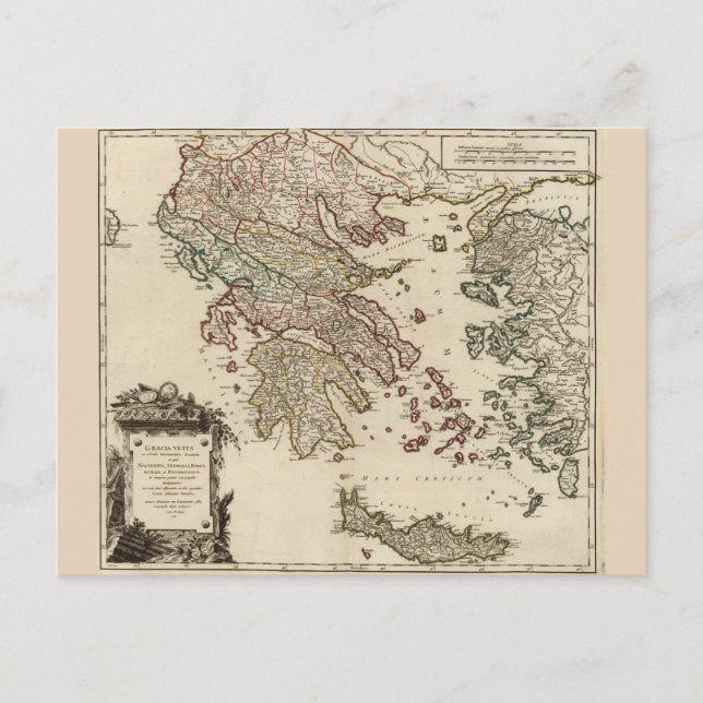 Postal Mapa de la Antigua Grecia de 1752 (Anverso)