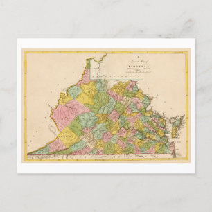 Postal Mapa de la Antigüedad 1815 de Virginia