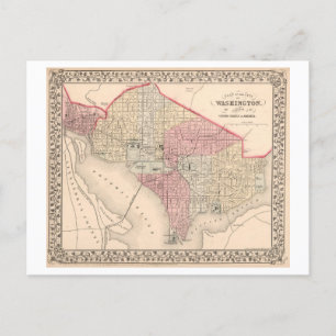 Postal Mapa de la Antigüedad 1868 de Washington, DC