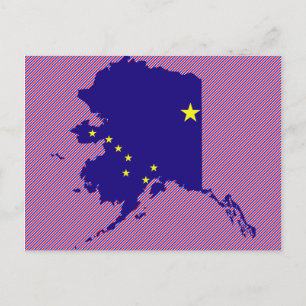 Postal Mapa de la bandera de Alaska