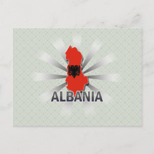Postal Mapa de la bandera de Albania 2.0