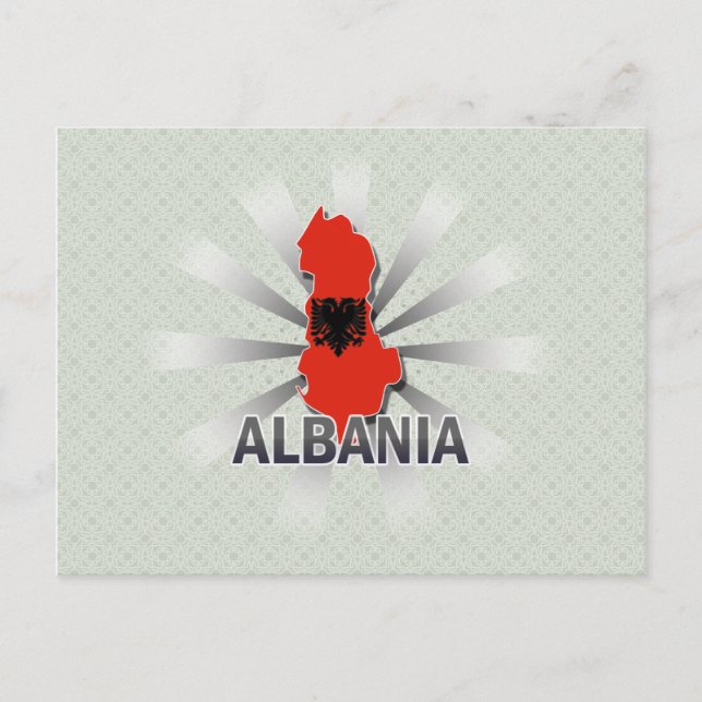 Postal Mapa de la bandera de Albania 2.0 (Anverso)