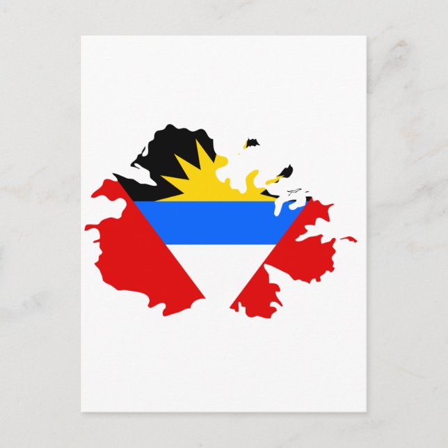 Postal Mapa de la bandera de Antigua (Anverso)