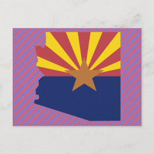 Postal Mapa de la bandera de Arizona
