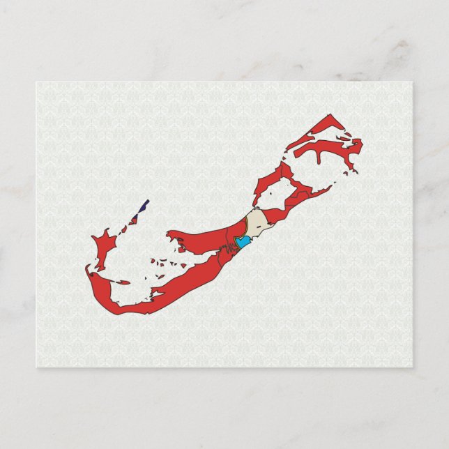 Postal Mapa de la bandera de Bermudas de tamaño completo (Anverso)