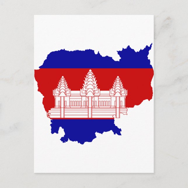 Postal Mapa de la bandera de Camboya KH (Anverso)