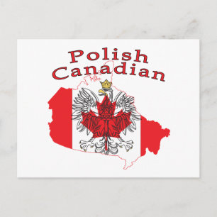 Postal Mapa de la bandera de Canadá en Polonia