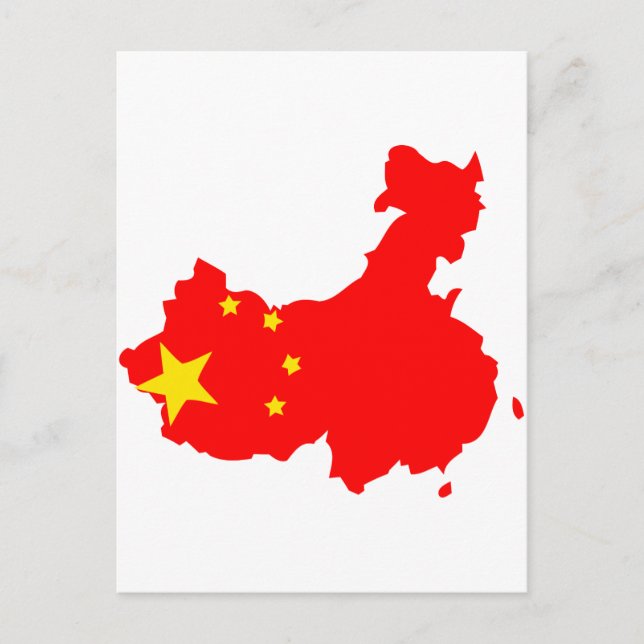Postal Mapa de la bandera de China (Anverso)