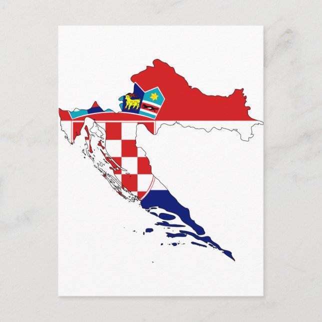 Postal Mapa de la bandera de Croacia HR Hrvatska (Anverso)