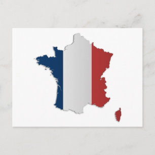 Postal Mapa de la bandera de Francia