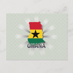 Postal Mapa de la bandera de Ghana 2.0