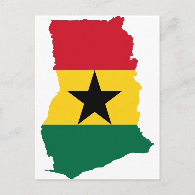 Postal Mapa de la bandera de Ghana GH (Anverso)