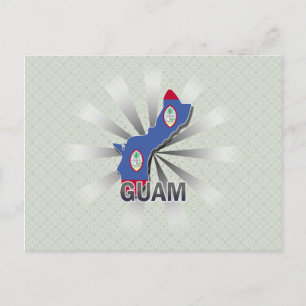 Postal Mapa de la bandera de Guam 2.0