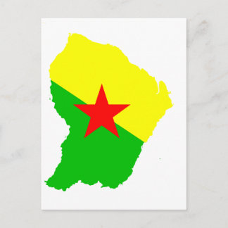 Postal Mapa de la bandera de Guyana FRANCESA