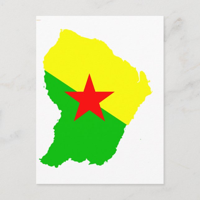 Postal Mapa de la bandera de Guyana FRANCESA (Anverso)