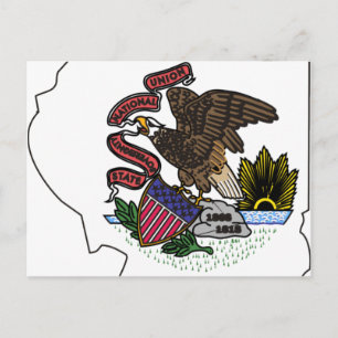 Postal Mapa de la bandera de Illinois