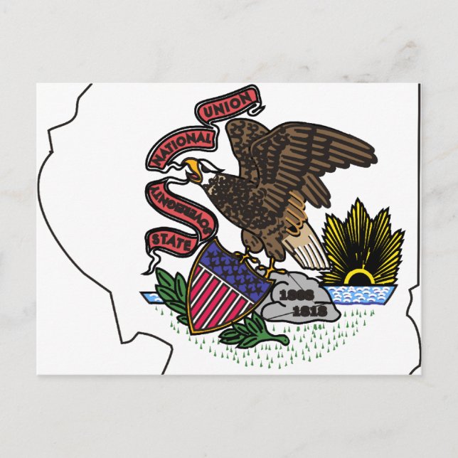 Postal Mapa de la bandera de Illinois (Anverso)