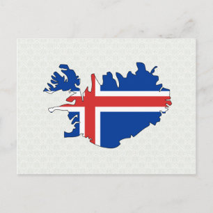 Postal Mapa de la bandera de Islandia tamaño completo