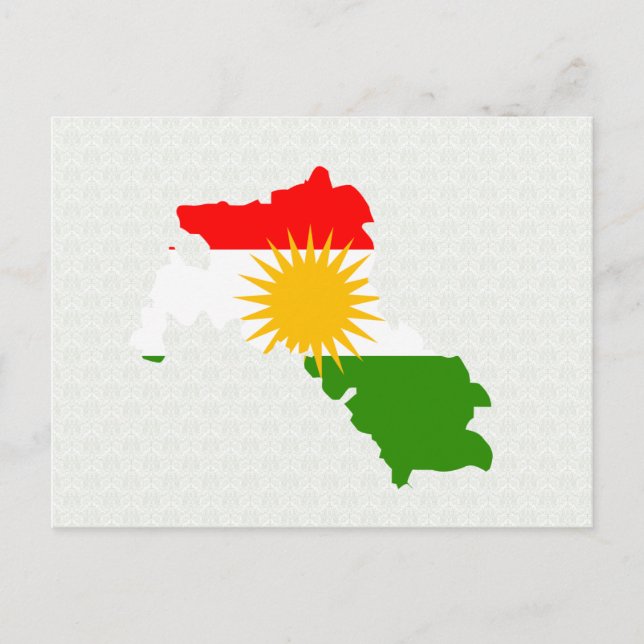 Postal Mapa de la bandera de Kurdistán de tamaño completo (Anverso)