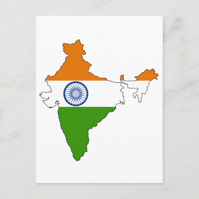 Postal Mapa de la bandera de la India (Anverso)