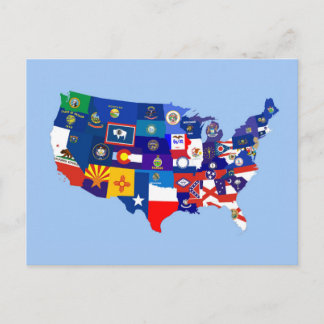 Postal mapa de la bandera de la república de los E.E.U.U.