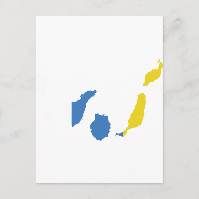 Postal Mapa de la bandera de las Islas Canarias (Anverso)